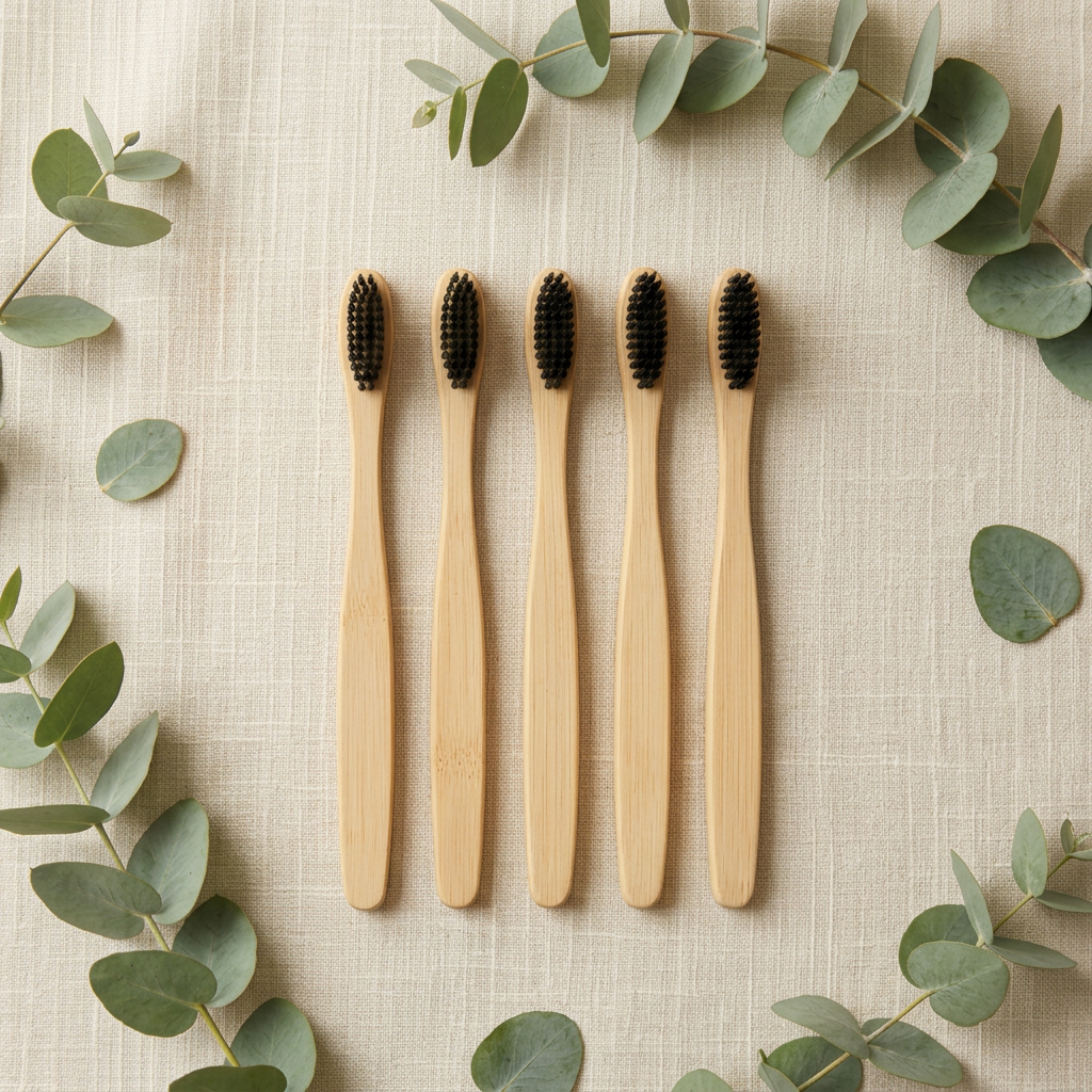5 brosses à dents en bambou