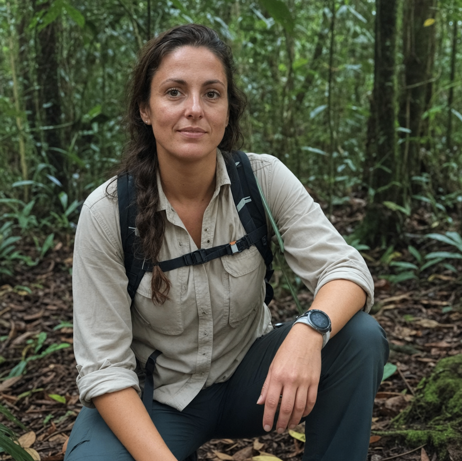 Élise Martin dans une forêt de bambous en Asie